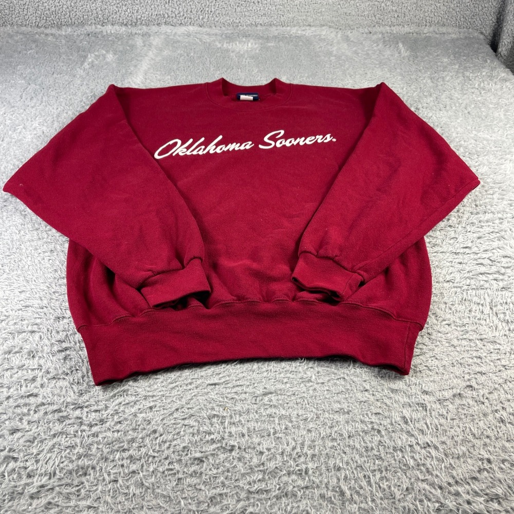 MV Sport Oklahoma Sooners Sweatshirt Mens Large Red Crewneck Pullover Vintage